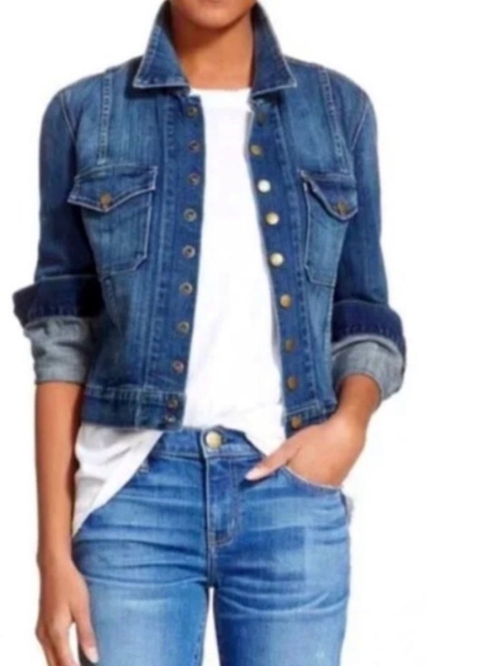 CURRENT/ELLIOTT “The Snap” Denim Loved Wash Jacket Size 2=M